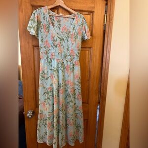 Perch Blu Pepper Blue Aqua and Pink Women's Dress 1X